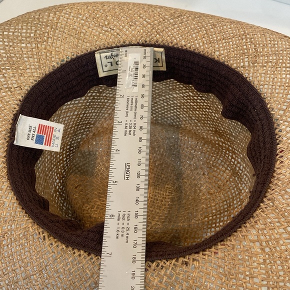 Kangol Sunstoppers Straw Hat in tan w colored band. Sun Protection VTG VGUC - Picture 11 of 14
